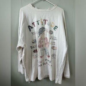 Faded Glory White Long Sleeve Sweater with Attitude Graphic